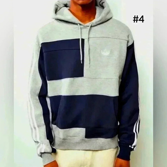 ADIDAS ASYMM Block Hoodie, Navy blue & a light grayish green color, men's LG - Picture 1 of 2